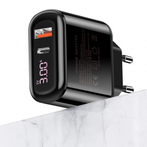    Usams US-CC085 T23 (QC3.0+PD3.0 18W) Fast Charger Black 6