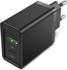    Vention USB Type C + QC4.0 (18-20W) Black (FBBB0-EU)