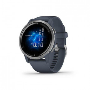 - Garmin Venu 2 Silver Bezel with Granite Blue Case and Silicone Band (010-02430-10/00)