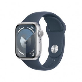 - Apple Watch Series 9 GPS 41mm Silver Alu. Case w. Storm Blue S. Band - M/L (MR913)