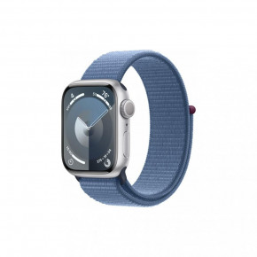 - Apple Watch Series 9 GPS 41mm Silver Aluminum Case with Winter Blue Sport Loop (MR923)