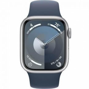 - Apple Watch Series 9 GPS 45mm Silver Aluminum Case w. Storm Blue Sport Band - S/M (MR9D3) 3