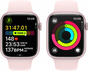 - Apple Watch Series 9 GPS 45mm Pink Aluminum Case w. Light Pink Sport Band - M/L (MR9H3) 9