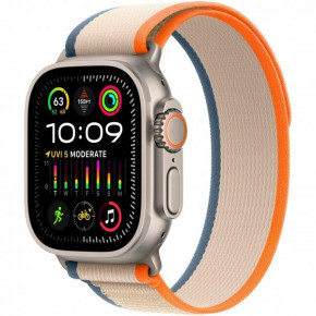 - Apple Watch Ultra 2 GPS + Cellular 49mm Titanium Case with Orange/Beige Trail Loop - S/M (MRF13)