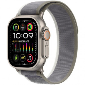 - Apple Watch Ultra 2 GPS + Cellular 49mm Titanium Case with Green/Gray Trail Loop - M/L (MRF43)