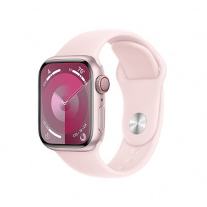 - Apple Watch Series 9 GPS + Cellular 41mm Pink Alu. Case w. Light Pink Sport Band - S/M (MRHY3)