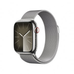 - Apple Watch Series 9 GPS + Cellular 41mm Silver S. Steel Case w. Silver Milanese Loop (MRJ43)