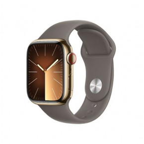 - Apple Watch Series 9 GPS + Cellular 41mm Gold S. Steel Case w. Clay S. Band - S/M (MRJ53)