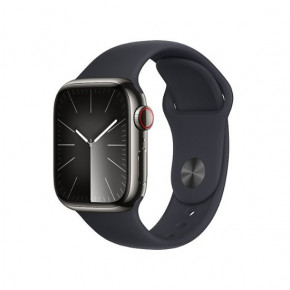 - Apple Watch Series 9 GPS + Cellular 41mm Graphite S. Steel Case w. Midnight Sport Band - S/M (MRJ83)