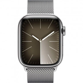 - Apple Watch Series 9 GPS + Cellular 45mm Silver S. Steel Case w. Silver Milanese Loop (MRMQ3) 3