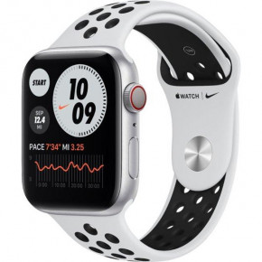 �����-���� Apple Watch Nike Series 6 GPS + Cellular 44mm Silver Alu Case w. Pure Platinum/Black Sport B. (MG2G3)