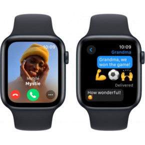�����-���� Apple Watch SE 2 GPS 44mm Midnight Aluminium Case with Midnight Sport Band M/L (MRE93) 5