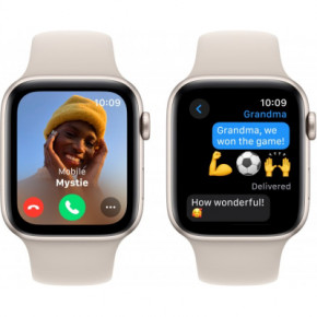 �����-���� Apple Watch SE 2023 GPS 44mm Starlight Aluminium Case with Starlight Sport Band - M/L (MRE53QP/A) 5