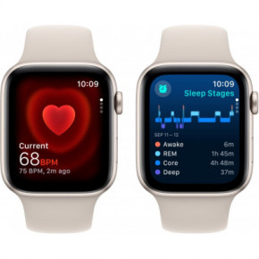�����-���� Apple Watch SE 2023 GPS 44mm Starlight Aluminium Case with Starlight Sport Band - M/L (MRE53QP/A) 6