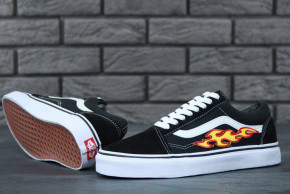  Vans Old School Black White Fire