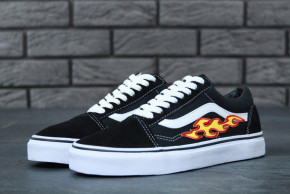  Vans Old School Black White Fire 3