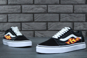  Vans Old School Black White Fire 4