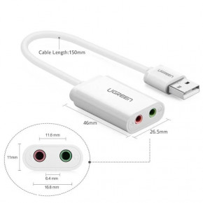   USB AUX jack, TRRS (Mic + Ear), ALC4042 15cm Ugreen  US205 (30143) 5