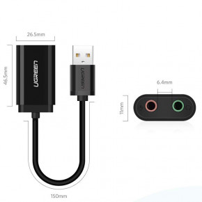   USB AUX jack, TRRS (Mic + Ear), ALC4042 15cm Ugreen  US205 (30724) 4