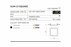   AZzardo SLIM 15 SQUARE IP44 3000K AZ2837 4