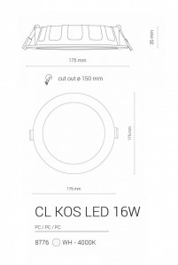   CL KOS LED 16W 4000K IP44 Nowodvorski 8776 4