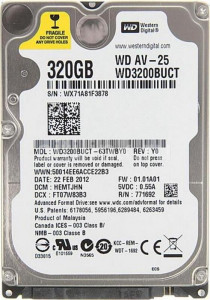  HDD 2.5 SATA  320GB WD Blue 5400rpm 16MB (WD3200LUCT_) Refurbished