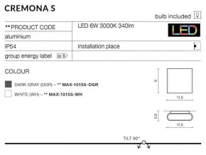   AZzardo CREMONA S AZ2179 (MAX-1015S-WH) 3