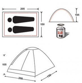  KingCamp Monodome 2 Blue (KT3016)