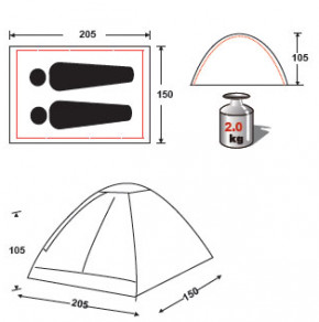  KingCamp Monodome 2 Red (KT3016) 5