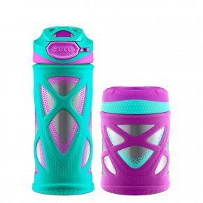   Zulu Kids Water Bottle and Canister Set Teal