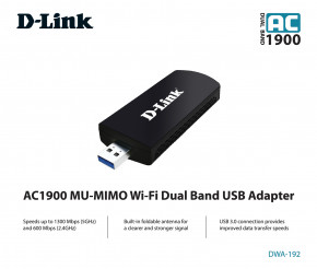 WiFi-Mobile D-Link DWA-192, AC1900, MU-MIMO, USB 3.0 (DWA-192) 6