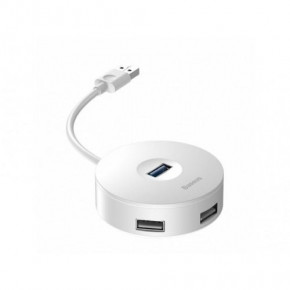  USB  Hub  Baseus Round Box 5-in-1 0.12m (USB 2.0, USB 3.0, MicroUSB) (CAHUB-F02) White (CAHUB-F02)