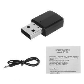 Bluetooth / BT5.0 HQ-Tech ZF-169, USB , A2DP+AVRCP,  DC3.5, LED