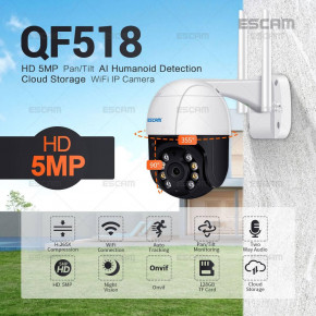  WiFi Escam QF518  5MP AI Cloud PTZ 7