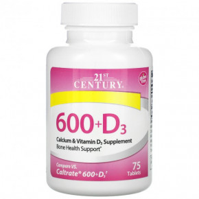    3 21st Century (600+D3 Calcium amp Vitamin D3 Supplement) 75 