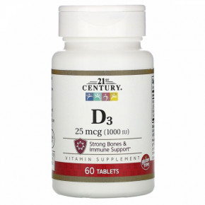  3 21st Century Vitamin D3 25  1000  60 