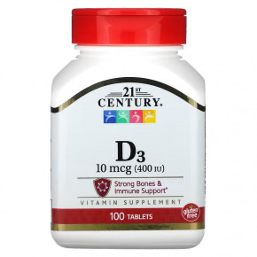  21st Century Vitamin D3 10 mcg 100  