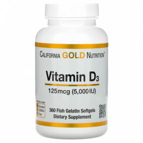  3 California Gold Nutrition Vitamin D3 5000  360  