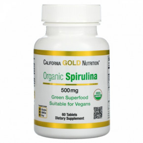   California Gold Nutrition (Organic Spirulina USDA Organic) 500  60 