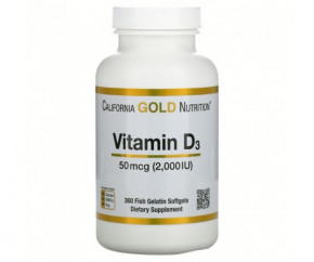  3 California Gold Nutrition Vitamin D3 50  2000  360  