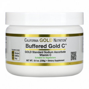   C    California Gold Nutrition (Buffered Gold C Non-Acidic Vitamin C Powder Sodium Ascorbate) 238 