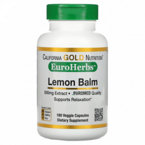     California Gold Nutrition (Lemon Balm Extract EuroHerbs European Quality) 500  180  