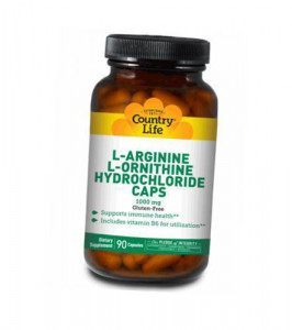  Country Life L-Arginine/L-Ornithine Hydrochloride 90 caps