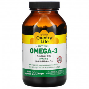  Country Life Natural Omega-3 1000 mg 200  