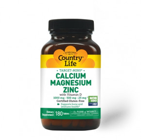    Country Life Target-Mins Calcium Magnesium Zinc 180  