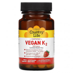 ³ Country Life Vegan K2 500 mcg 60 