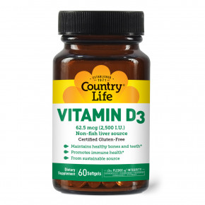  Country Life Vitamin D3 2500 IU 60  