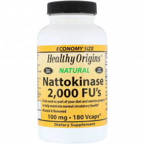 , Nattokinase, Healthy Origins, 2000 , 100 , 180  