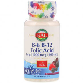  B6 B12    KAL (B-6 B-12 and Folic Acid ActivMelt) 60  (CAL-65185)