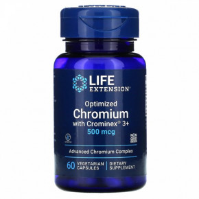  , Optimized Chromium with Crominex 3, Life Extension, 500 , 60  